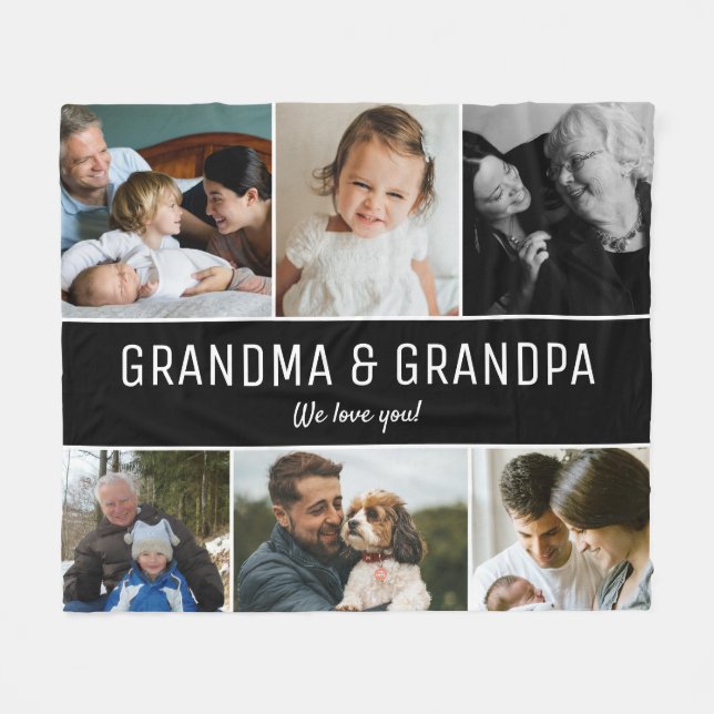 Oma und Opa wir Liebe Sie Foto Collage Fleecedecke (Vorderseite (Horizontal))