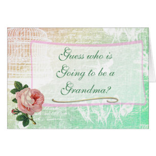 Oma Vintag Rose Baby Announccard