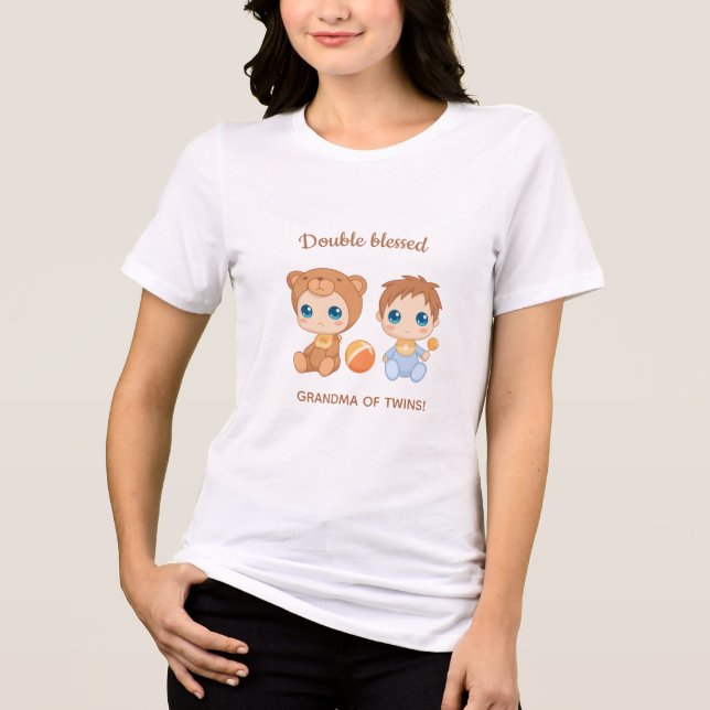 Oma von Twins Baby Boy Bear Jumpsuit Tri-Blend Shirt (Vorderseite)