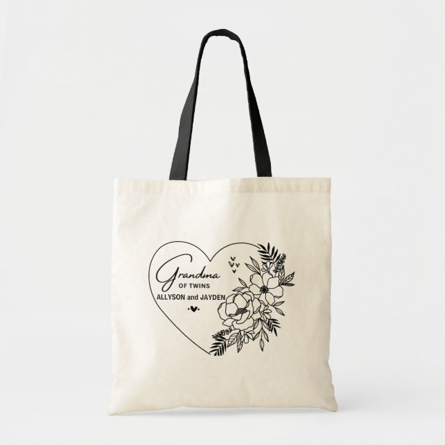 Oma von Twins Personalisiert Name Floral Shopping Tragetasche (Vorne)