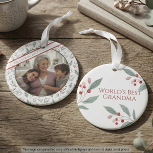 Oma-Wasserfarben-Weihnachtsganzfoto-Andenken Ornament