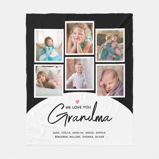Oma We Liebe You 6 Foto Script Black Fleecedecke (Vorderseite)