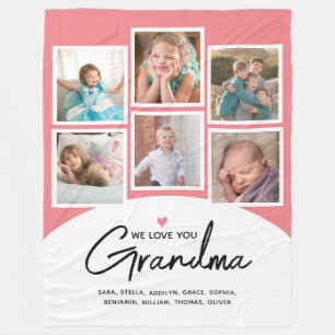 Oma We Liebe You 6 Foto Script Pink Fleecedecke