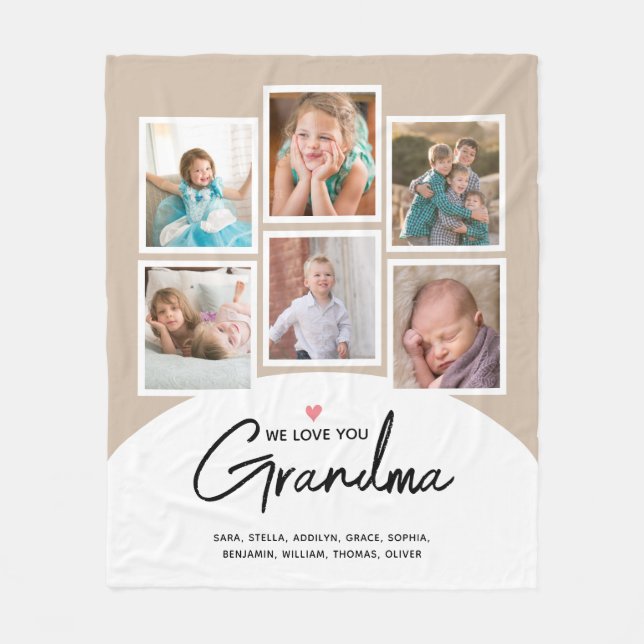Oma We Liebe You 6 Foto Script Tan Fleecedecke (Vorderseite)