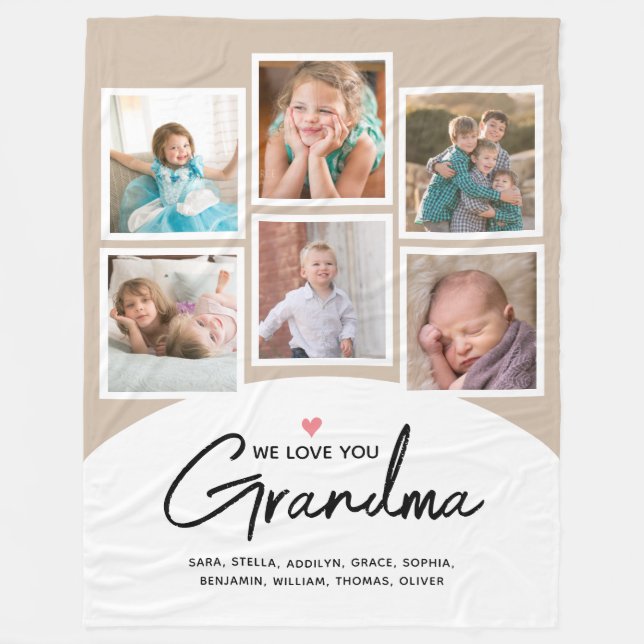 Oma We Liebe You 6 Foto Script Tan Fleecedecke (Vorderseite)