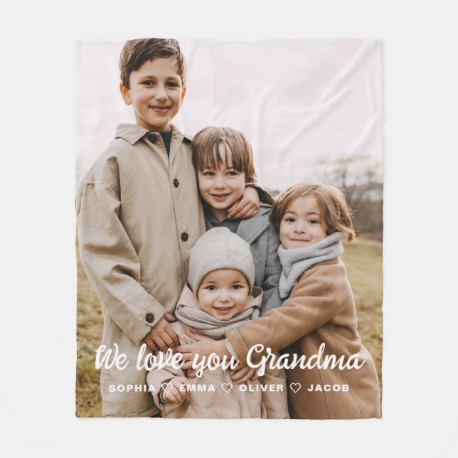 Oma We Liebe you Hearts Modern Single Foto Fleecedecke (Vorderseite)