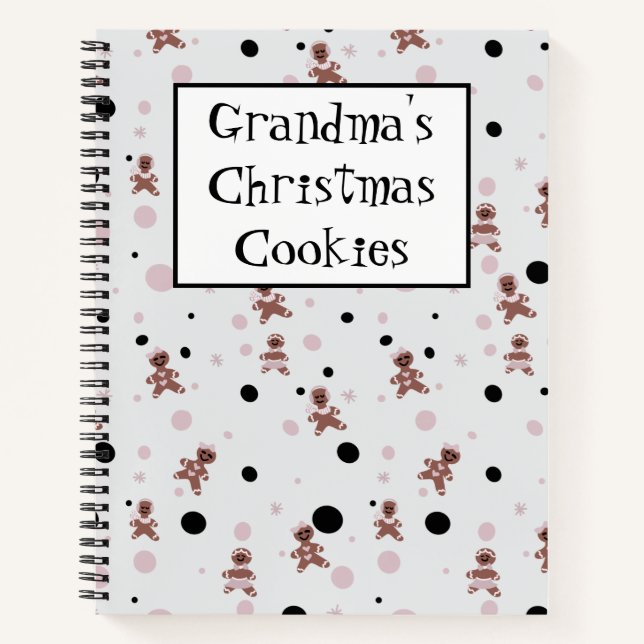 Oma Weihnachts-Kochrezepte Gemustert Notizbuch (Vorderseite)