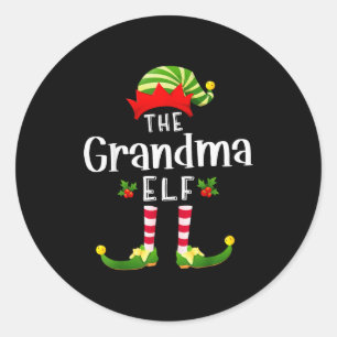 Oma Weihnachtself passendes Schlafanzug X-mas Part Runder Aufkleber