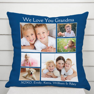 Oma Wir Liebe Sie Foto Namen Personalisiert Blue Kissen