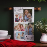 Oma wir Liebe Sie Fotocollage Typografie Geschirrtuch<br><div class="desc">Modernes Foto Collage Küchentuch verfügt über 5 Fotos,  Typografie Drehbuch Oma wir Liebe Sie in trendy handgeschriebenen Schrift,  Jahr und Enkel Namen.</div>