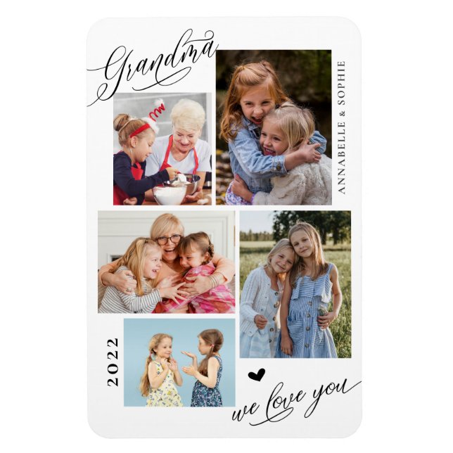 Oma wir Liebe Sie Fotocollage Typografie Magnet (Vertikal)