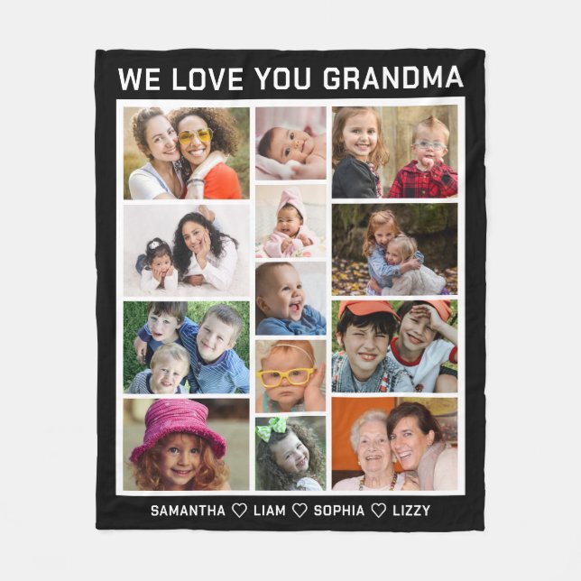 Oma wir Liebe Sie Großkinder 13 FotoCollage Fleecedecke (Vorderseite)