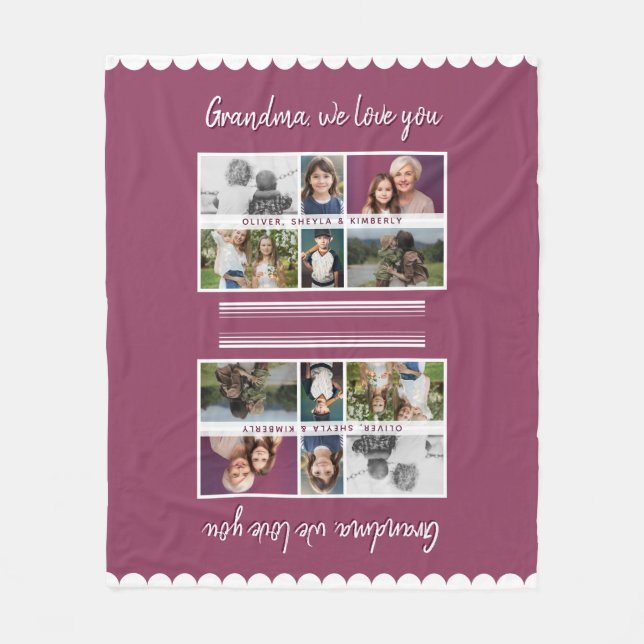 Oma, wir Liebe Sie Großkinder 6 FotoCollage Fleecedecke (Vorderseite)