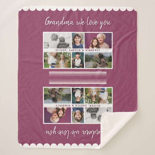 Oma, wir Liebe Sie Großkinder 6 FotoCollage Sherpadecke (Vorderseite)