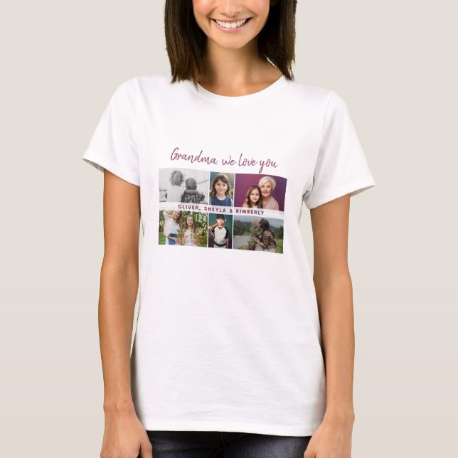 Oma, wir Liebe Sie Großkinder 6 FotoCollage T-Shirt (Vorderseite)