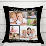 Oma Wir Liebe Sie Schwarzes Foto Kissen<br><div class="desc">Feiern Sie Oma mit diesem maßgeschneiderten schwarzen Kissen aus Foto. Sie können mit sechs Fotos von Enkelkindern, Familienmitgliedern, Haustieren usw. personalisieren und den Ausdruck in "I Liebe You" oder "We Liebe You" anpassen, und ob sie "Oma", "Nana", "Mommom" usw. genannt wird. Sie können auch die Namen des Enkelkindes oder Enkelkindes...</div>