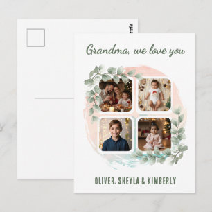 Oma wir lieben dich 6 Foto-Collage Eukalyptus Postkarte