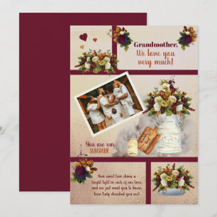 Oma wir lieben dich Foto Herbst Blumen   Text   Karte