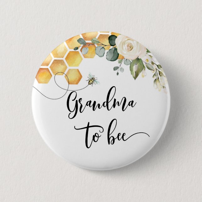Oma wird Biene Baby Shower Button (Vorderseite)
