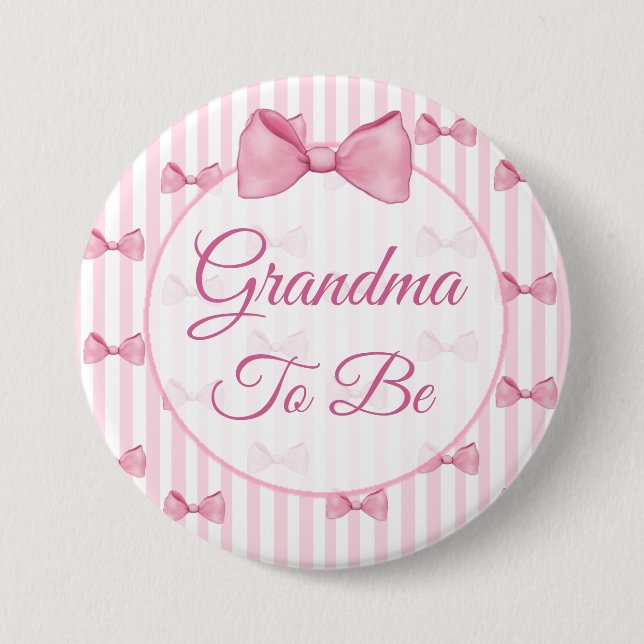 Oma wird Pink Bow Baby Showknopf Button (Vorderseite)