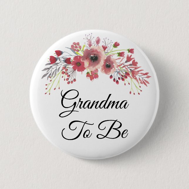 Oma wird Pink Floral Baby Duschknopf Button (Vorderseite)