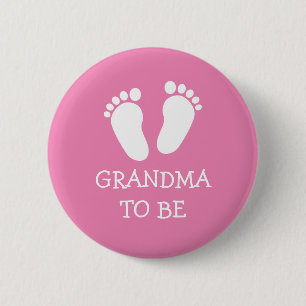 Oma wird pinke oder blaue Baby-Fußabdrücke Knöpfe Button
