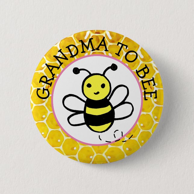 Oma zu Bee Boys Baby-Dusche Button (Vorderseite)