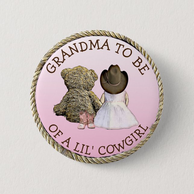 Oma zu einer Lil'Cowgirl-Babydusche-Taste Button (Vorderseite)