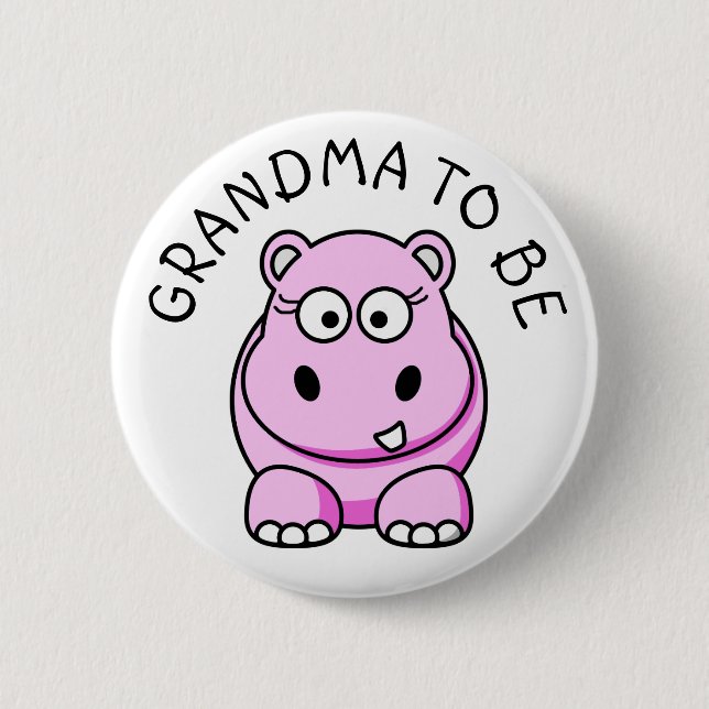Oma zu Hippo Baby Showknopf Button (Vorderseite)