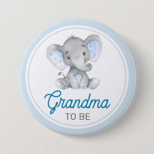 Oma zu New Granny Baby Boy Shower Elephant Button