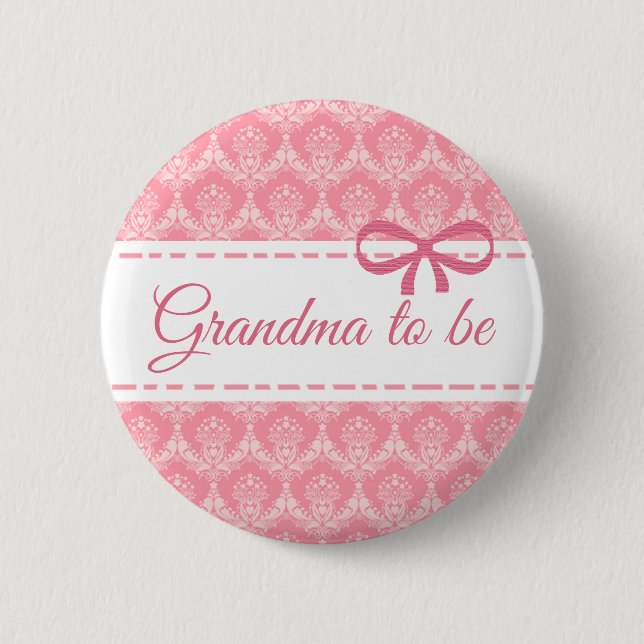 Oma zu Pink Bow Baby Showknopf Button (Vorderseite)