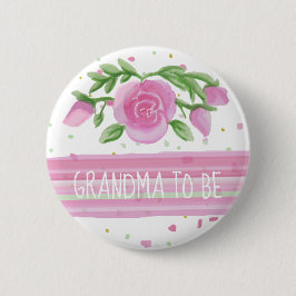 Oma zu sein Aquarellfarbe Rosen Kinderdusche Button