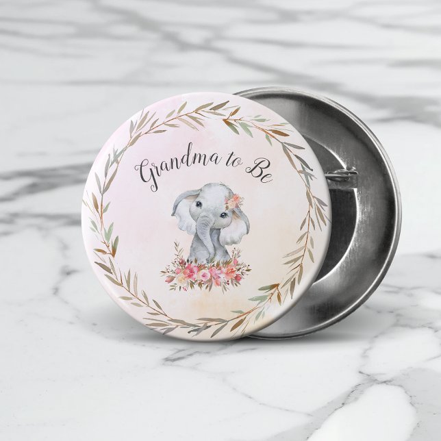 Oma zu sein Elephant Baby Shower Boho Chic Button (Von Creator hochgeladen)