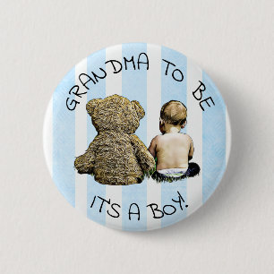 Oma zu sein, sein Junge, Baby Showknopf Button