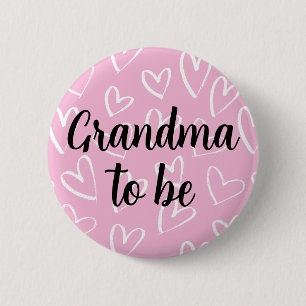 Oma zu sein, weiß Herz rosa Baby Dusche Button