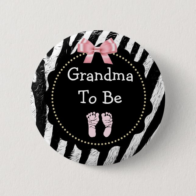Oma zu Zebra Print Baby Shooter Button (Vorderseite)