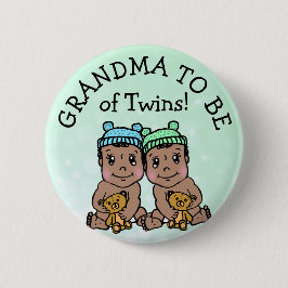 Oma zu Zwillingen, ethnische Babydusche Button