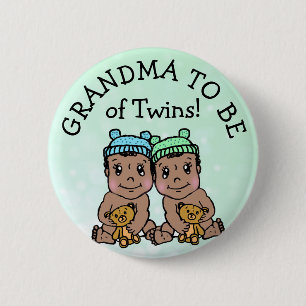 Oma zu Zwillingen, ethnische Babydusche Button
