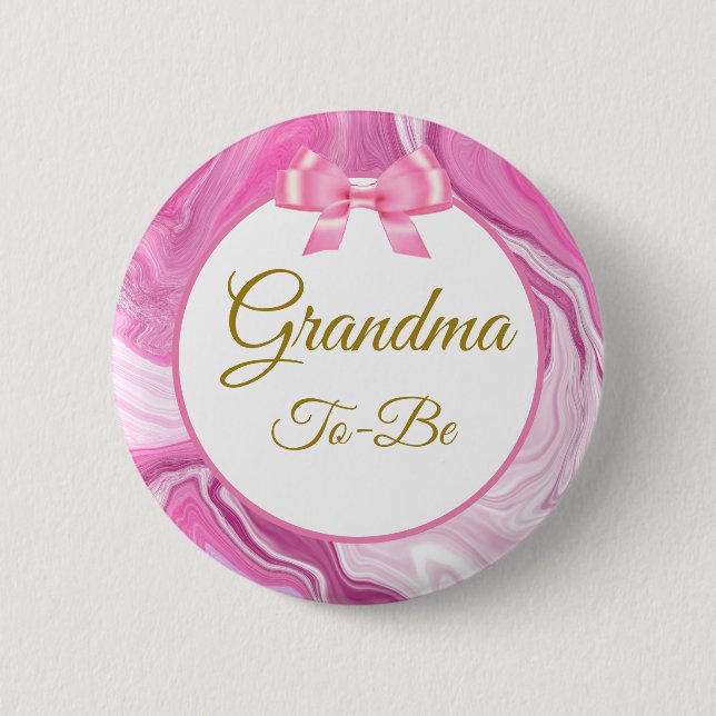 Oma zum Kinderdusche Pink & Gold Button (Vorderseite)