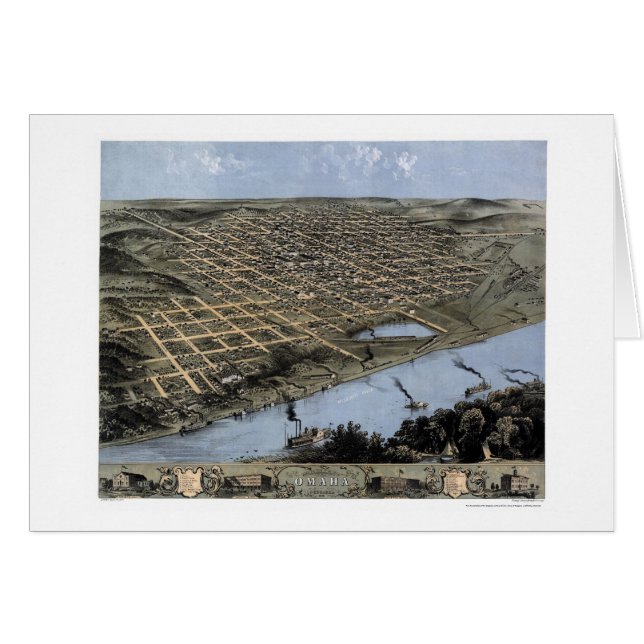 Omaha, carte panoramique de Ne - 1868 (Devant horizontal)