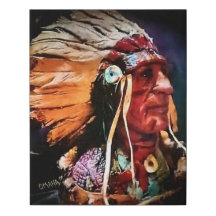 "Omaha Chief" Faux umwickelte Leinwanddruck