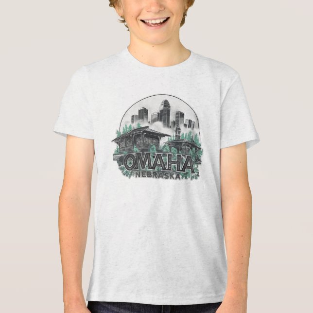 Omaha City Nebraska USA Tri-Blend Shirt (Vorderseite)