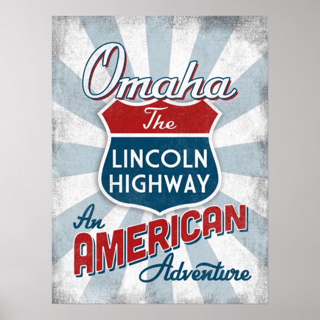 Omaha Lincoln Highway Vintag America Nebraska Poster (Vorne)