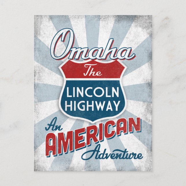 Omaha Lincoln Highway Vintag America Nebraska Postkarte (Vorderseite)