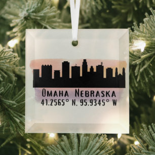 Omaha NE City Skyline Ornement en verre