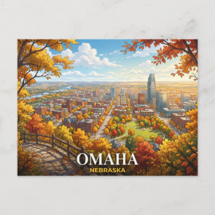 Omaha Nebraska Anime Reise Herbstliche Stadtland Postkarte