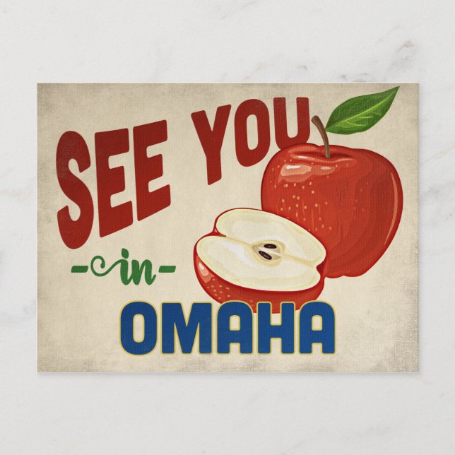 Omaha Nebraska Apple - Vintage Travel Postkarte (Vorderseite)
