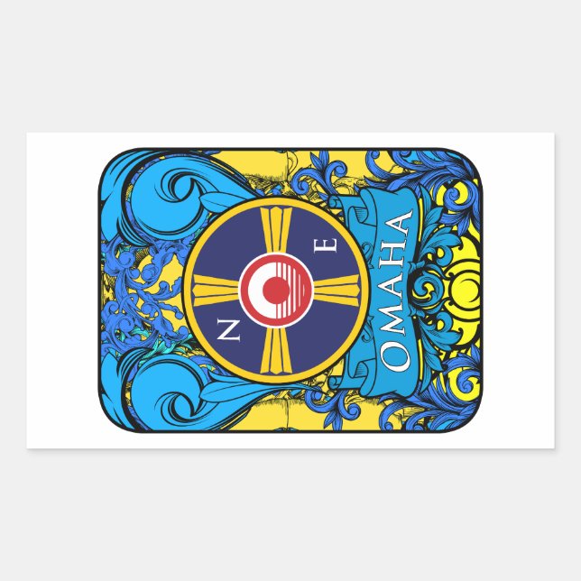 OMAHA NEBRASKA-LOGO RECHTECKIGER AUFKLEBER (Vorderseite)