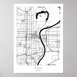 Omaha Nebraska Moderne Minimal einfache Stadtkarte Poster