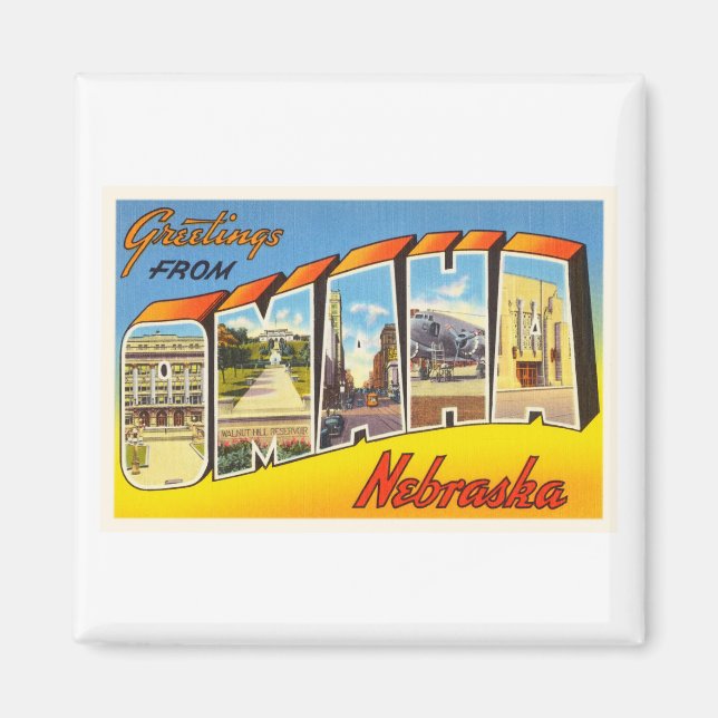 Omaha Nebraska NE Old Vintage Travel Souvenir Magnet (Vorne)